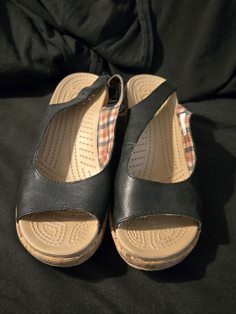Black Women’s Open-Toe Slingback Wedges - Crocs - Comfortable Everyday Style